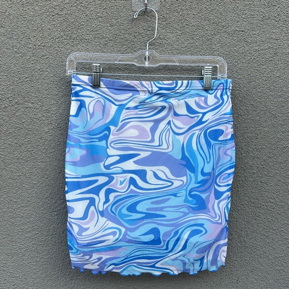 Retro Marble Mesh Mini Skirt - Picture 2 of 5